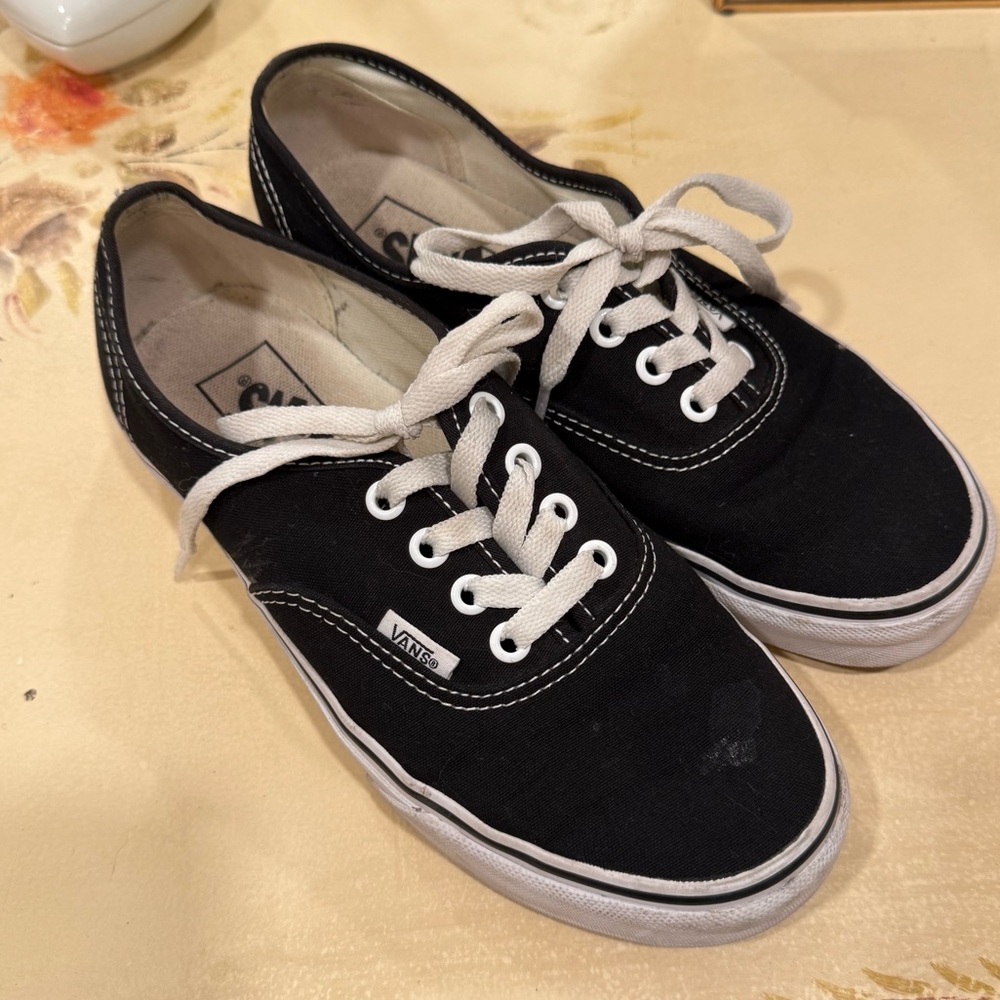 Vans authentic black and white canvas shoes